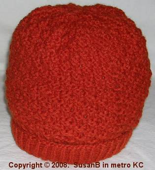 knit waffle-weave cap with turn-up brim